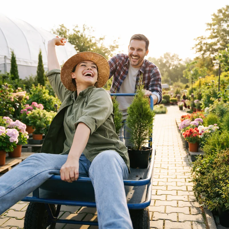 tramonto in un vivaio di piante