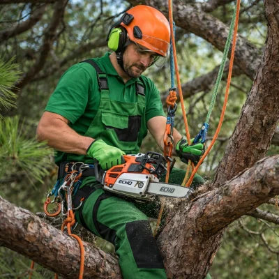 potatore che taglia i rami di un albero
